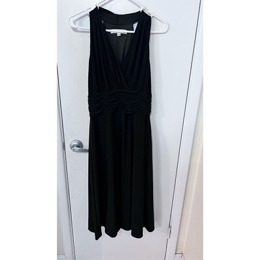 EVAN PICONE LITTLE BLACK SLEEVELESS DRESS GATHERED WAIST WOMENS SZ 8
